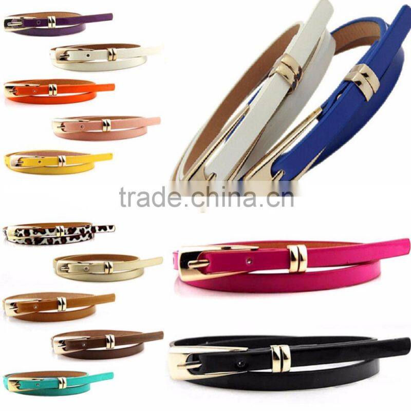 Fashion Women Lady Girl Skinny Waist Belt Thin Leather Narrow Waistband