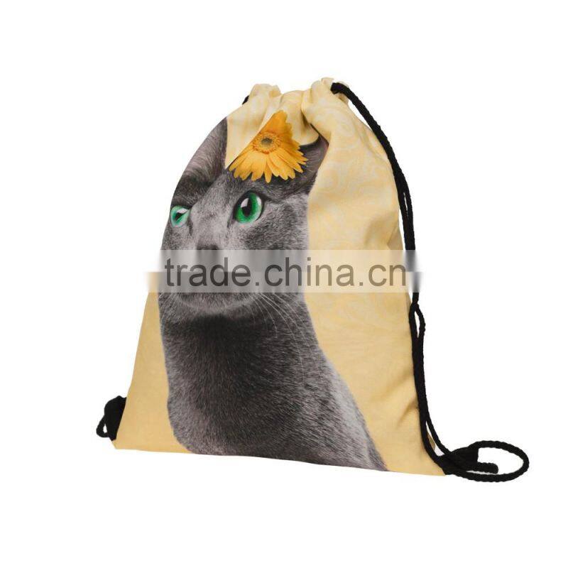 High Quality 3D Printed Custom Promotional Animal Drawstring Bag