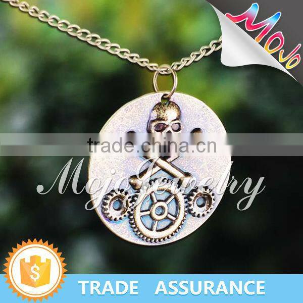 Yiwu Customized Antique Style Metal Chain Skull Charm Necklaces for Student