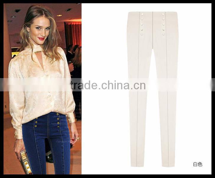 Alibaba China 2014 women high waist hin thin skinny pant with two colors