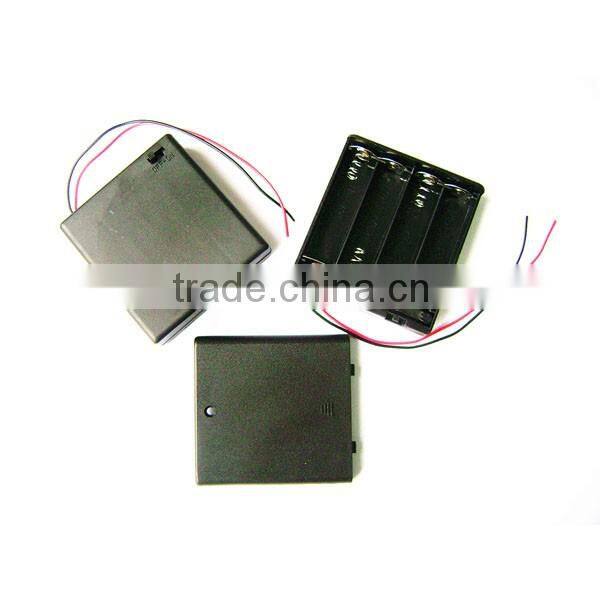 ON/OFF Switch Black 4 x 1.5V AA Batteries Holder Case Storage Box with lead wire