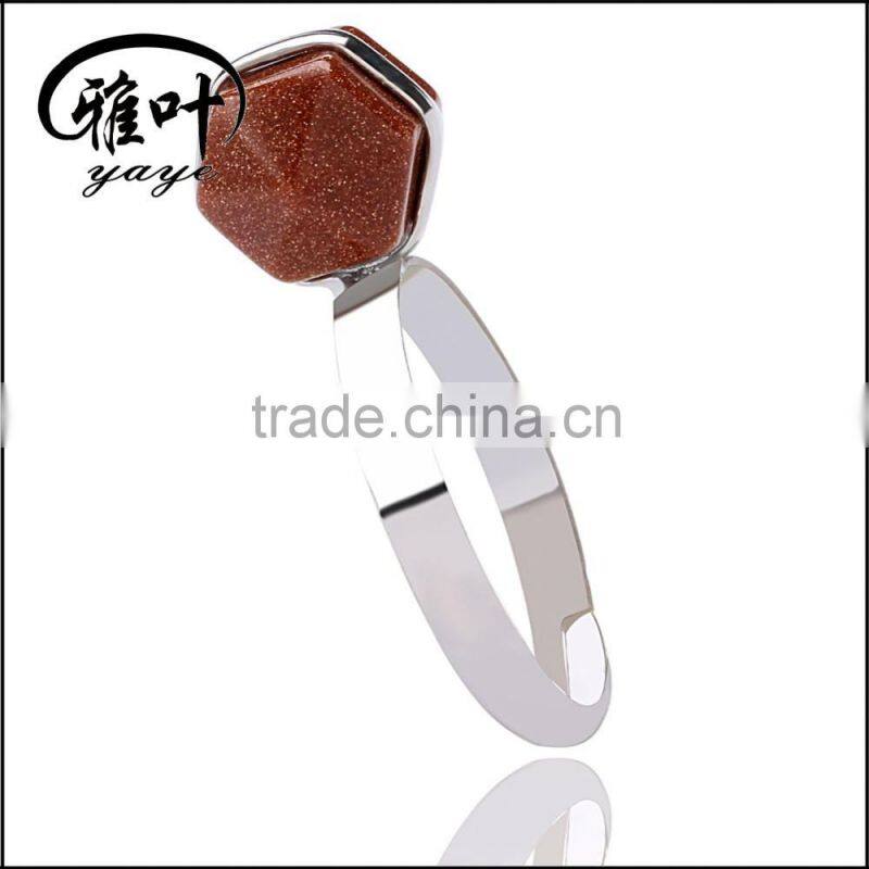 Whole sale gemstones transverse points ring Hexagon Prism shape ring ceremeny gifts
