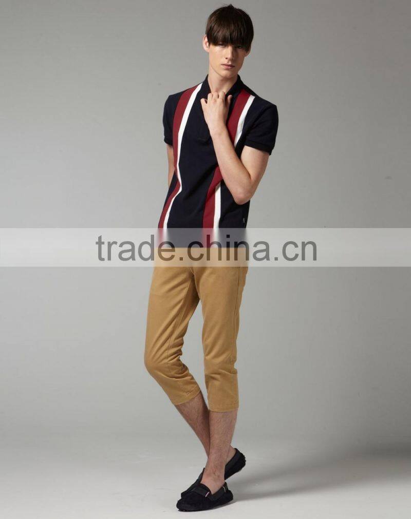 Vertical Striped Mens Polo Shirt / 60 % Cotton 40% Polyester Polo Shirt / Design Color Combination Polo T Shirt