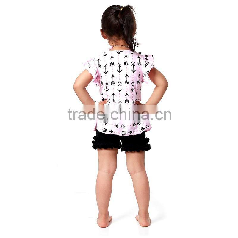 2016 bahy girls pink arrows bib tank top with ruffle shorts,4th of july boutique outfit