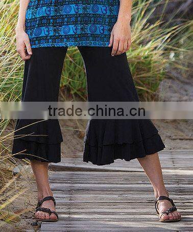 Miss123 Plus Size Yoga waist Women's Formal Capri Pant Suits ruffle pant suit