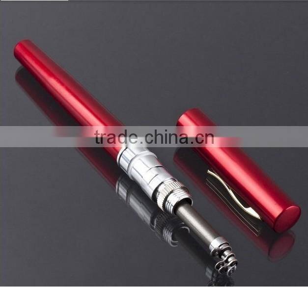 Golden Vara De Pesca Mini Aluminum Pocket Pen Fishing Rod Pole + Reel Sea Fishing Rods Tackle Tool
