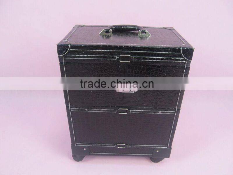trolley rooling make up beauty kit vanity leather jewelry box
