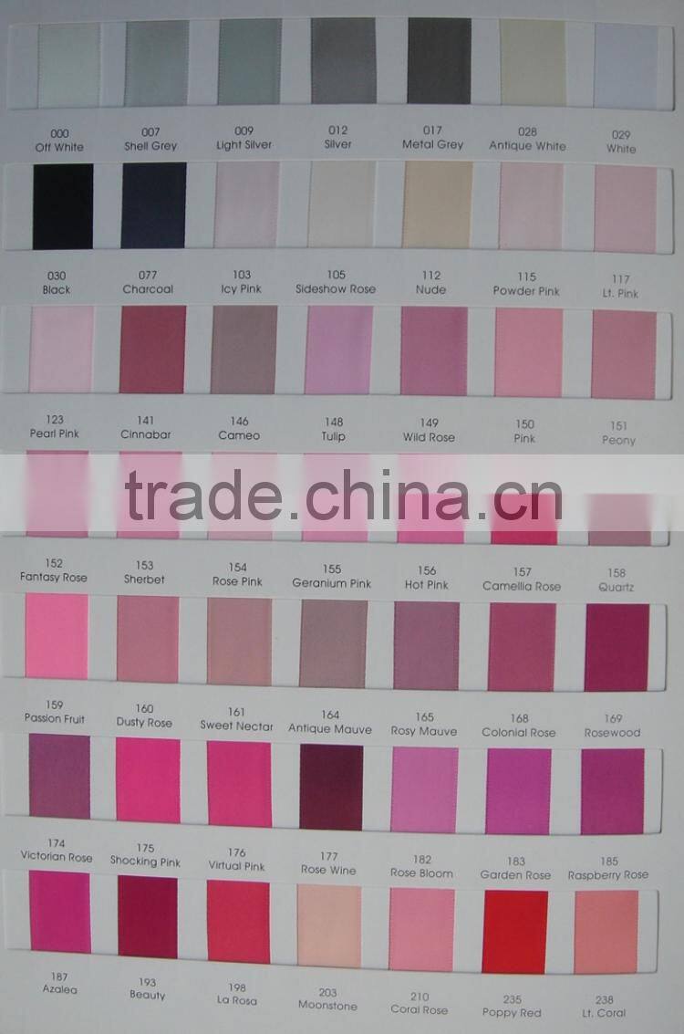 High quality double faced style solid color wedding decoration satin ribbon