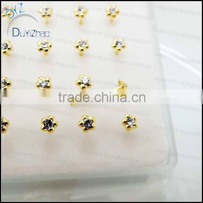 real gold sterling silver nose pins