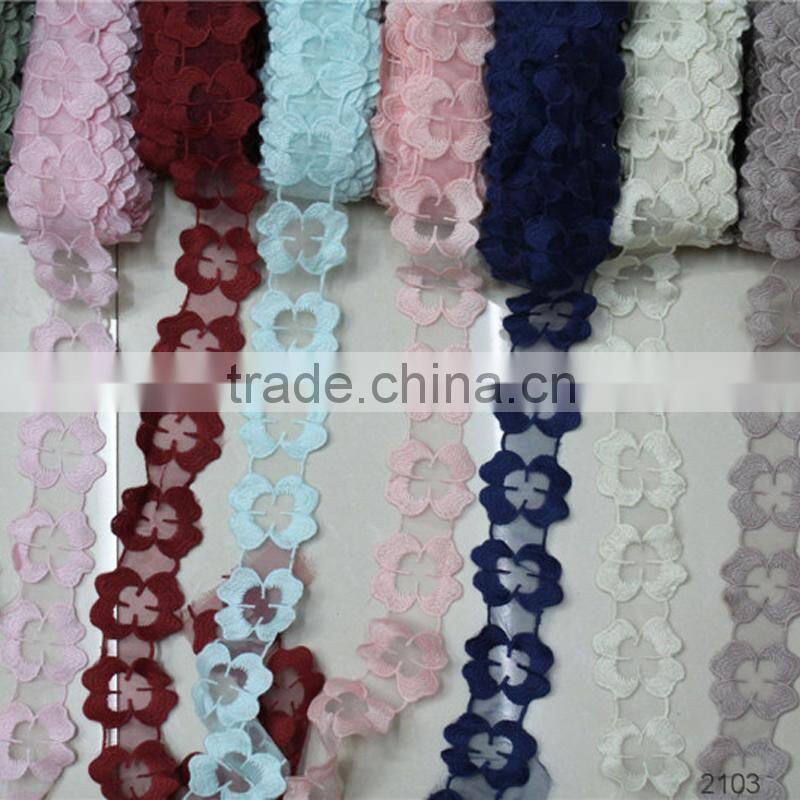 new design flowers mesh embroidered lace trimming many color in stock