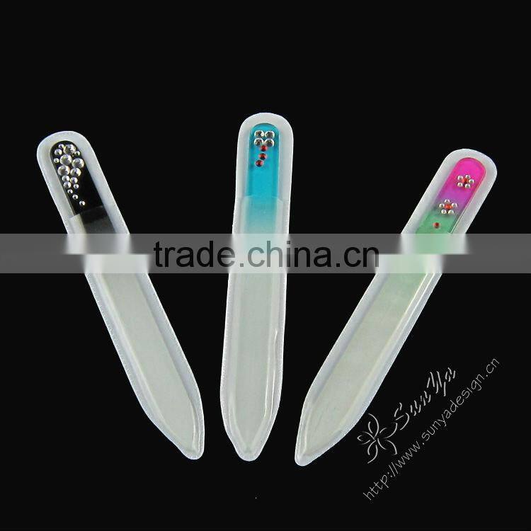 Glass nail file with flower printing