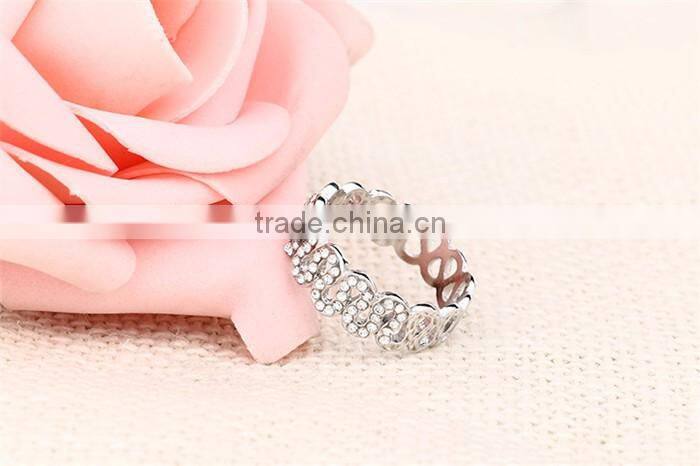 Less than one dollar fashion jewelry full jewelled rhinestone rose gold finger ring