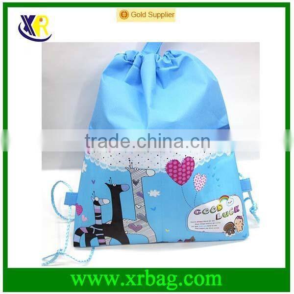 fashion cute cartoon kids non woven sublimation print drawstring bag