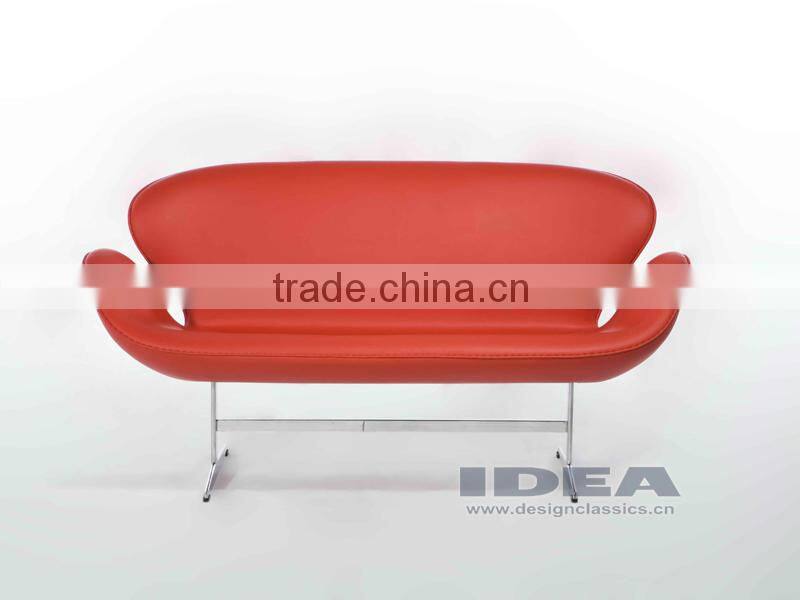Replica Arne Jocabsen Swan Chair Loveseat - Red Genuine Leather