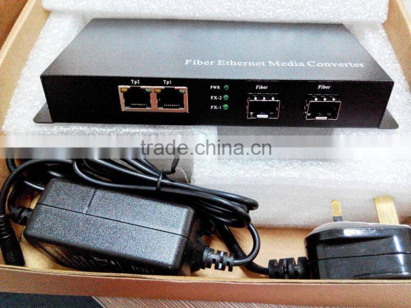 1000M 2RJ45 2 Slots SFP Fiber Media Converter