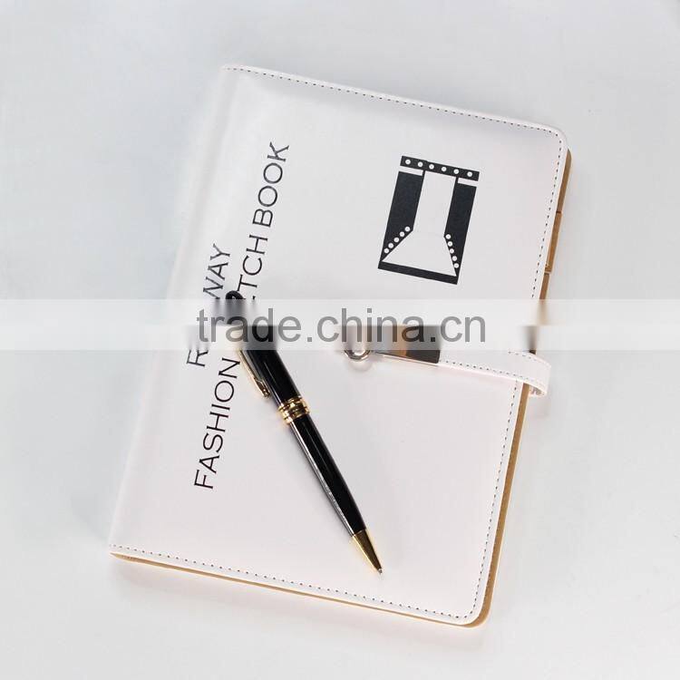 Fashion printed logo white color pu loose leaf organizer