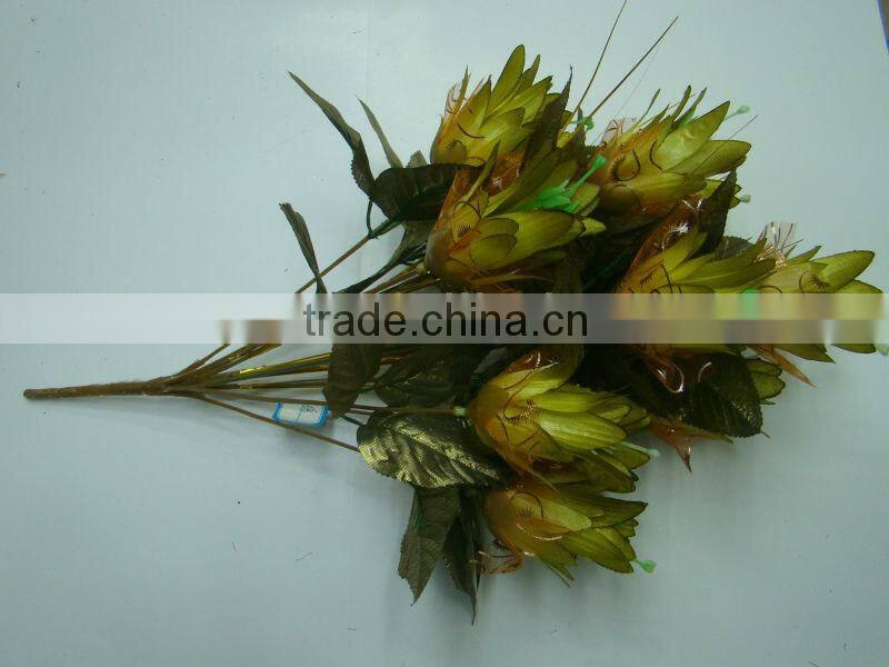 12 heads artificial flowers arrangements in vase