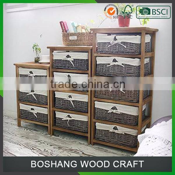 Modern Classic Furniture Nightstands Bedside Table with Wicker Drawers