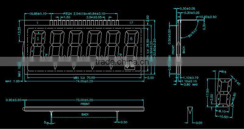 low power one line 7segment lcd display see through