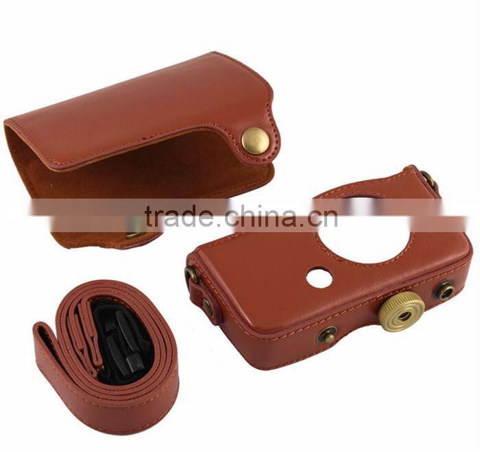 Factory competitive price high class mini leather Camera Bag in Dongguan
