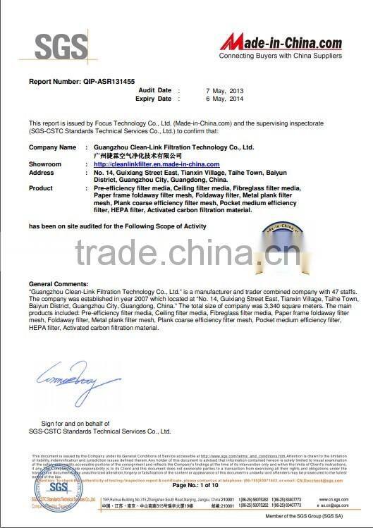 Guangzhou Farrleey designed Long Pulse pleated air filter cartridge