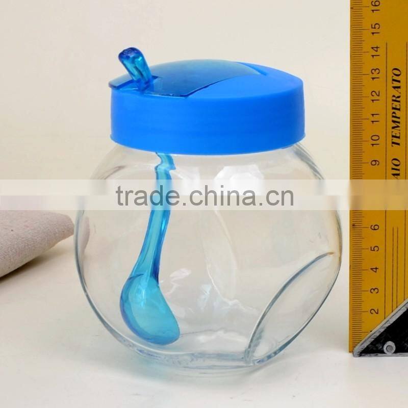 Glass Spice Jar with Spoon Unique Shape Spice Bottle with Lid
