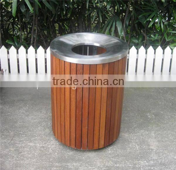 316 stainless steel and merbau wood dustbin public dustbin outdoor dustbin