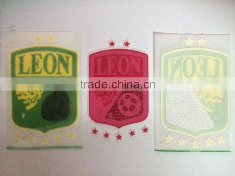 factory direct soccer patches 3d flock type label patch football badges garment usage flock patches
