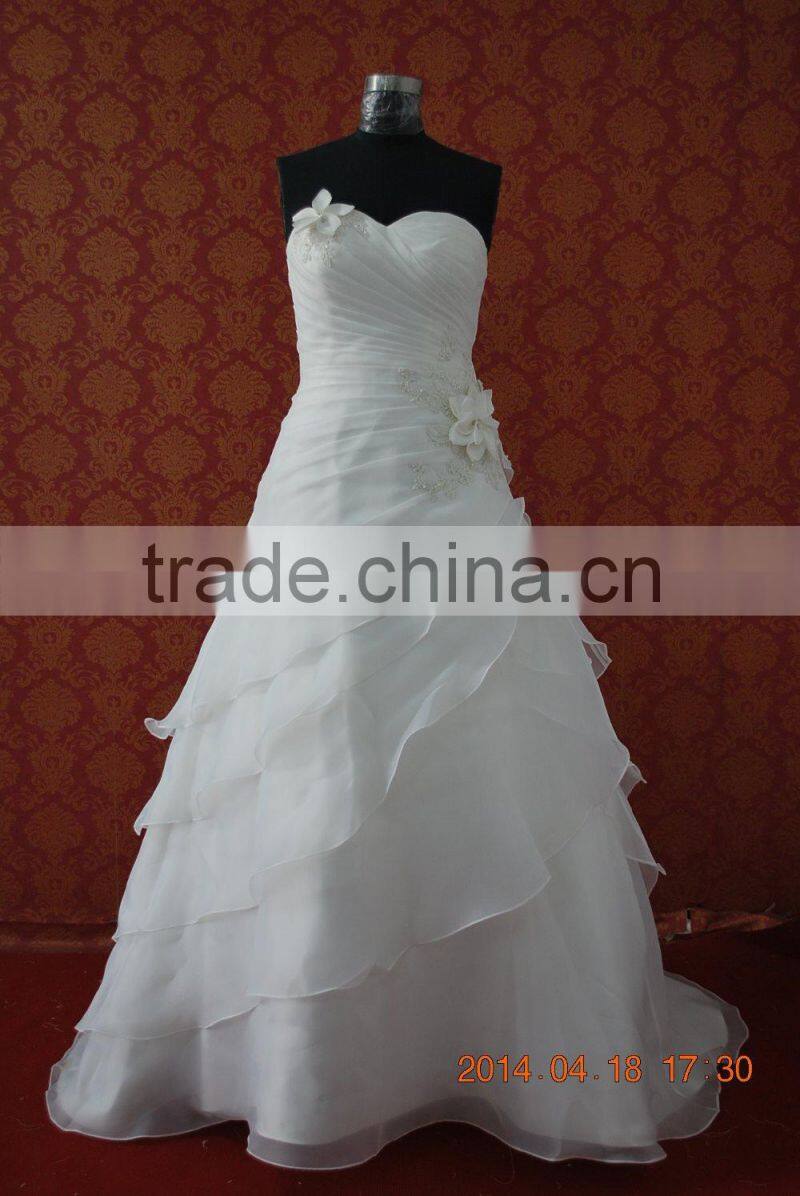 (MY0018) Organza Ruffle Skirt Real Sample Wedding Dress Made In China