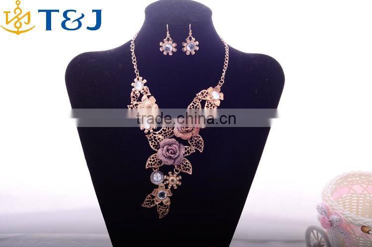 >>>2016 new arrival European style Collar Vintage Acessories Charm Flower Necklace earring classical jewelry sets/
