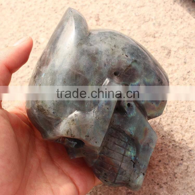 natural stone carved labradorite skull for decor