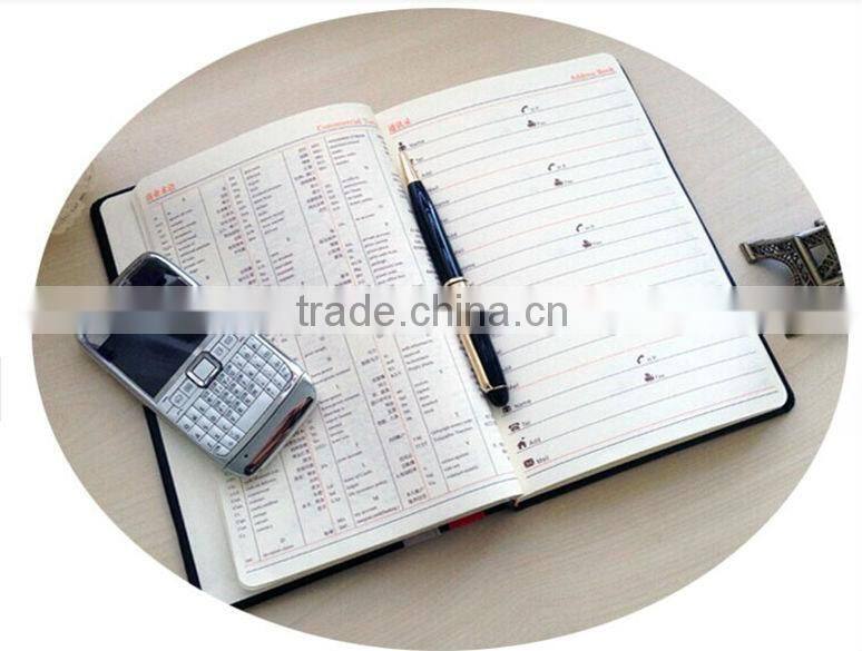 Decorative artificial leather cover glue binding a6/a5/a4 diary with embossing logo and line print