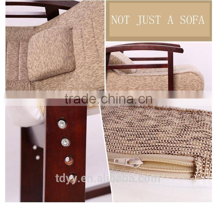 TDX-608-2 QVB HANGZHOU JIANDE TONGDA LINEN FABRIC SEAT AND BIRCH WOOD FARAME recliner chair