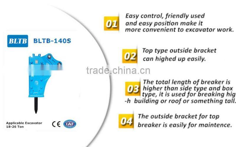 Long working life hydraulic breaker BLTB side bracket hydraulic breaker with 140mm chisel