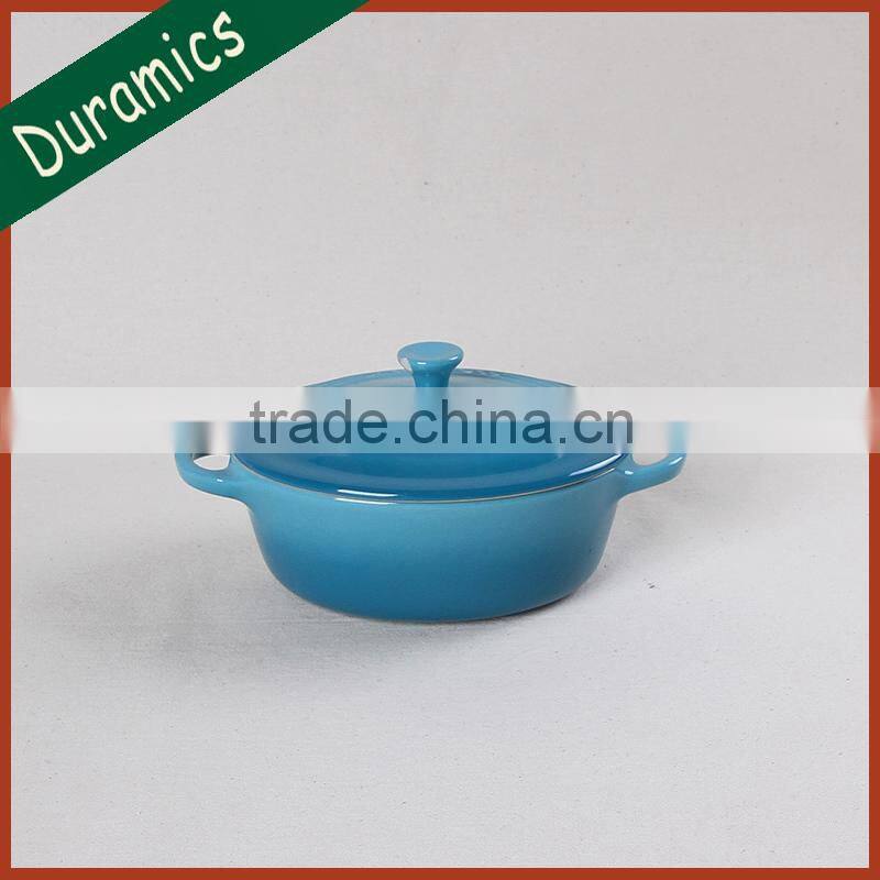 Promotional ceramic round soup bowl with cover wholesale