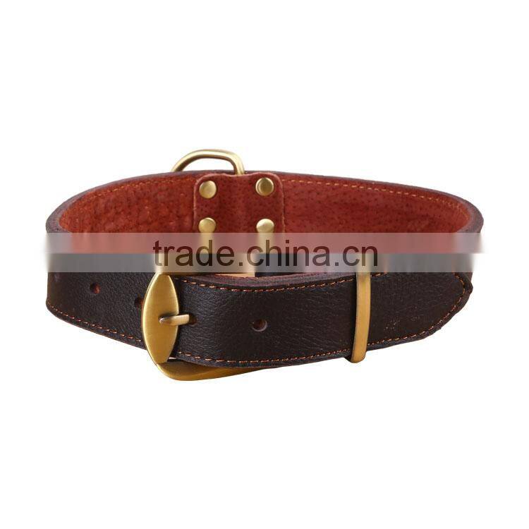 4ft x 1" Heavy Duty Lock Cowhide Leather Pet Leash for dogs