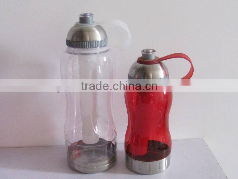 Insulated plastic ice cup with curve straw, drinking juice ice cup