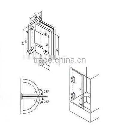 90 degree stainless steel shower hinge hardware,hinges glass shower door