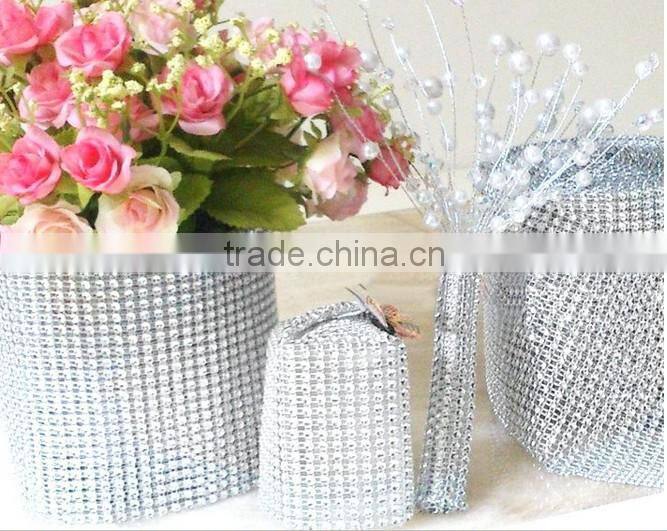 Wedding decorative 10yards acrylic diamond mesh wraps roll ,sparkle rhinestone ribbon