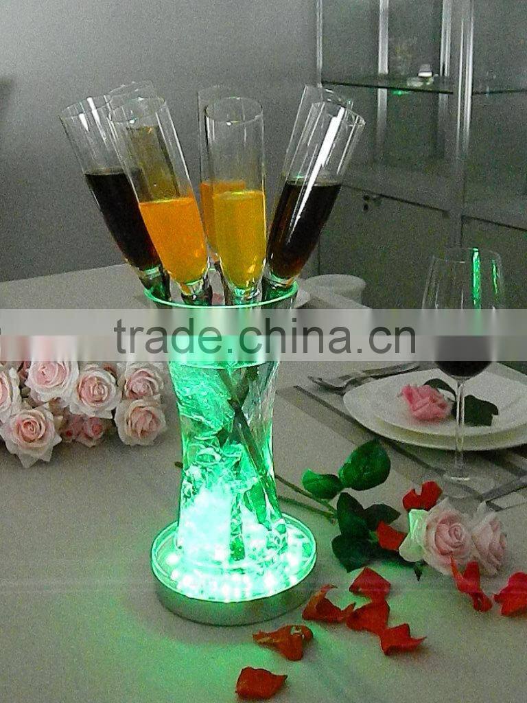 Best price acrylic display 4/6/8 inch rechargeable 16 colors changing LED bottle stand with USB charger