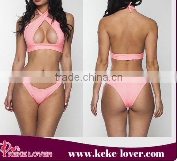 wholesal 2015 new arrival lady photos sexy open brazilian bikini plus size swimsuit women side open swimwear