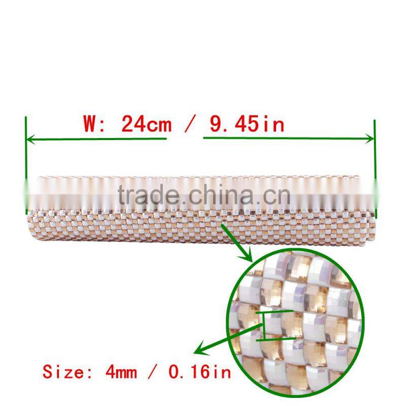 4mm self sticker lct gloden with white ab color luxury craft wholesale rhinestone mesh rhinestone fabric