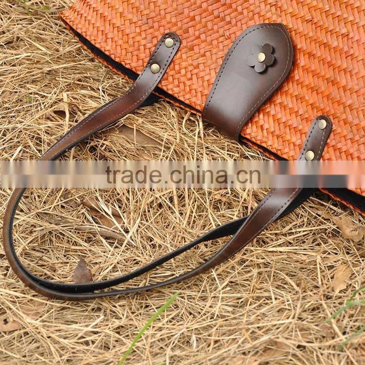 Hot selling handbag straw thailand handmade straw bag for women vacation beach bag