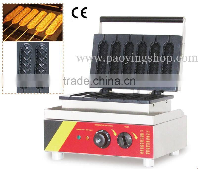 6pcs Commercial Use Non-stick 110v 220v Electric Lolly Waffle Dog Baker