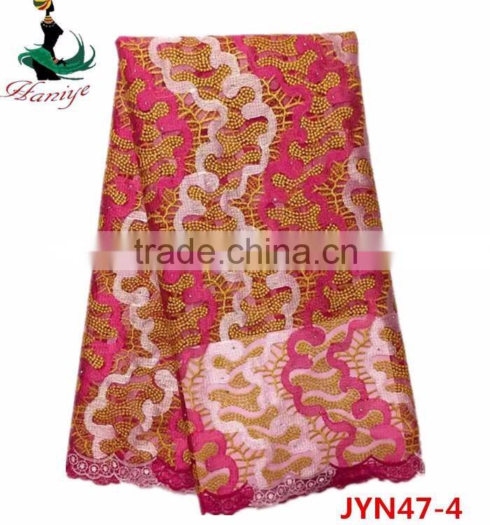 JYN47 african tulle lace fabric with stones for lady