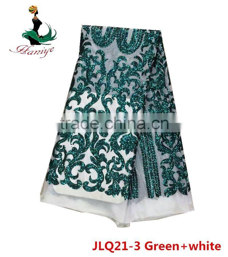 Haniye JLQ21-1/2016 Shining embroidery french tulle lace / laces fabric nigerian african style with sequins
