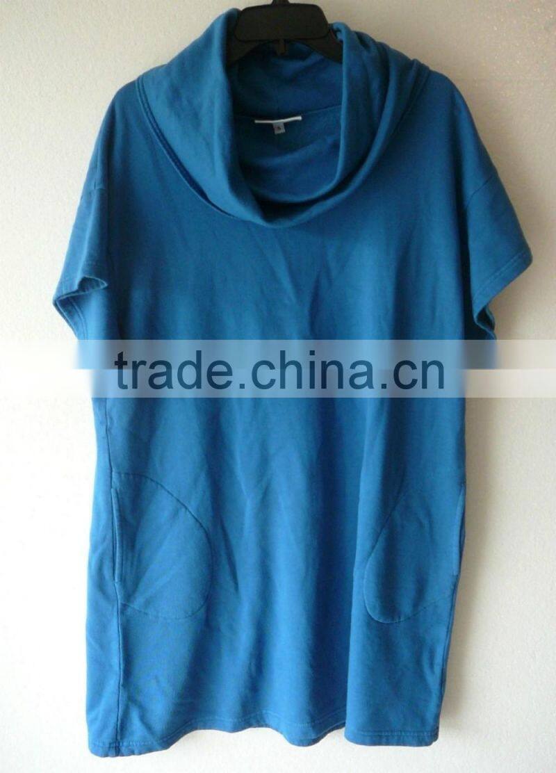 15JWB0134 woman 100%bamboo fiber cowl neck short sleeves tops