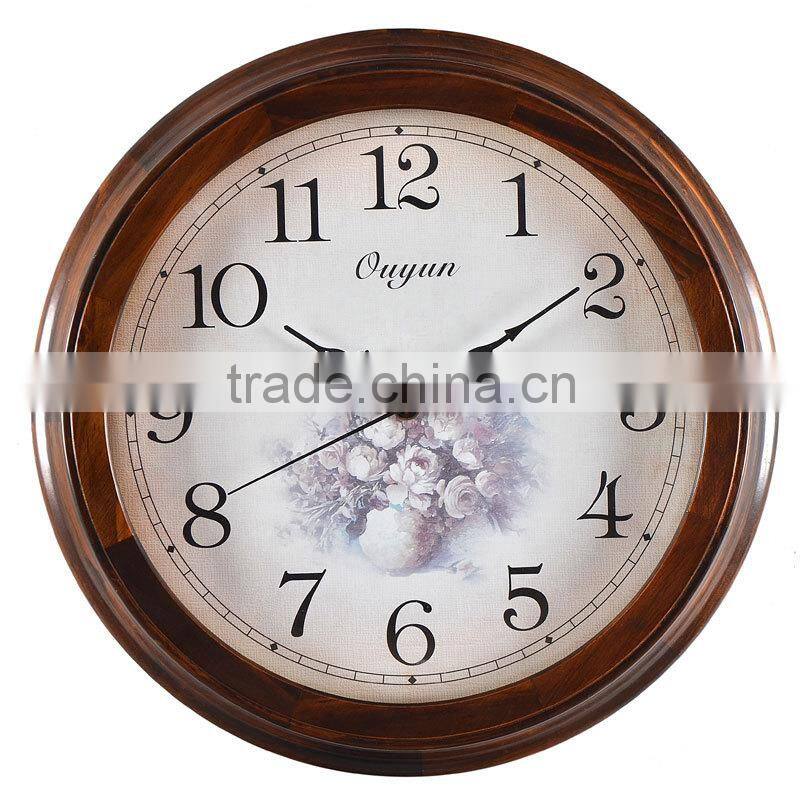 China Home Deocr Wholesale Wood Frame Clock Hanging Double Sided Wall Clocks
