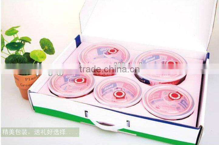 5pcs Good quality round borosilicate glass food container with color box