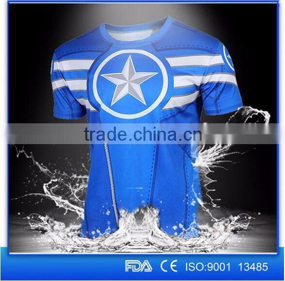 Breathable Soft Captain America T shirt Custom 3D Superhero Short Sleeve